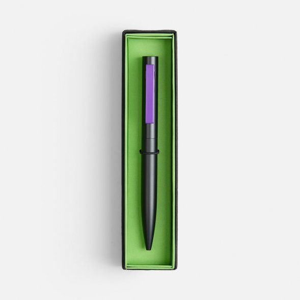 Ручка шариковая Inkolor в футляре, черная с фиолетовым 