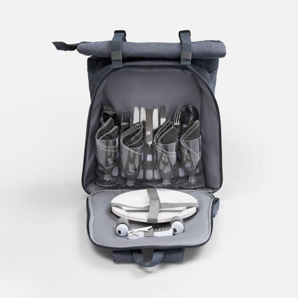 Набор для пикника Picnivo на 4 персоны, темно-серый меланж 