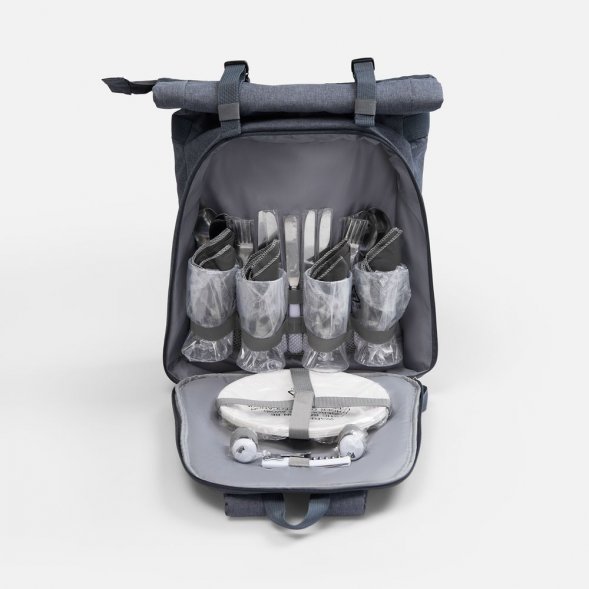 Набор для пикника Picnivo на 4 персоны, темно-серый меланж 