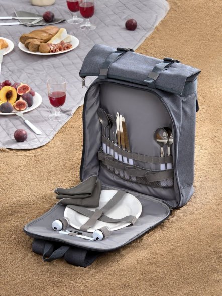 Набор для пикника Picnivo на 4 персоны, темно-серый меланж 