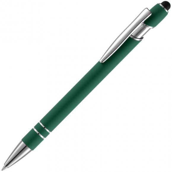Ручка шариковая Pointer Soft Touch со стилусом, зеленая 