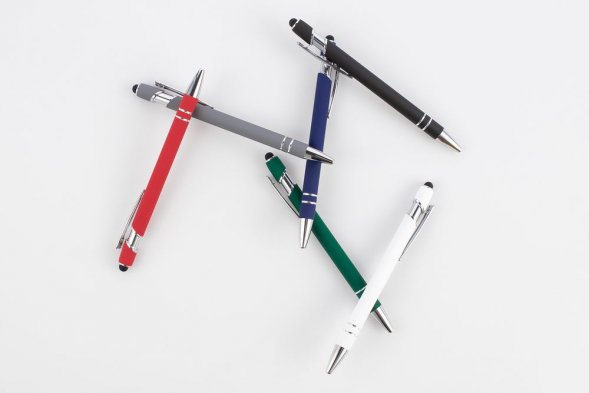 Ручка шариковая Pointer Soft Touch со стилусом, зеленая 