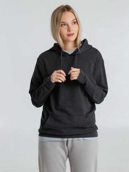 Толстовка с капюшоном унисекс Hoodie, серый меланж (антрацит) 