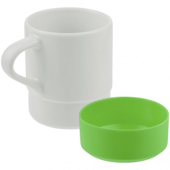 Кружка с силиконовой подставкой Protege, зеленое яблоко 