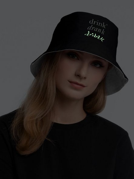 Панама Drunk со светящимся принтом, черная 