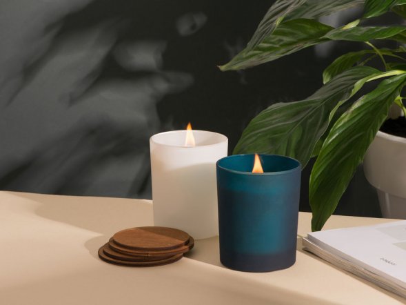 Свеча соевая ароматическая в стекле Niort, синяя 