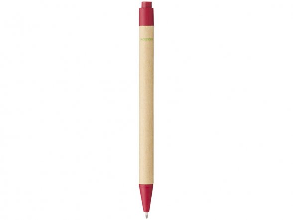 Шариковая ручка Berk из переработанного картона и кукурузного пластика, натуральный/красный 