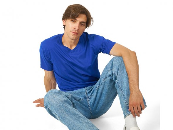 Футболка Heavy Super Club мужская с V-образным вырезом, кл. синий 