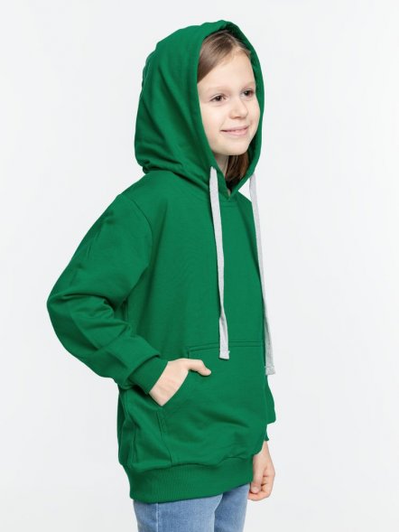 Толстовка с капюшоном детская Kirenga Kids, зеленая 