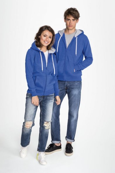 Толстовка мужская на молнии Soul Men 290 с контрастным капюшоном, черная 