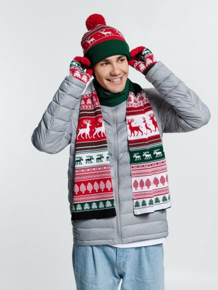 Шарф Mirakler, красный с зеленым 