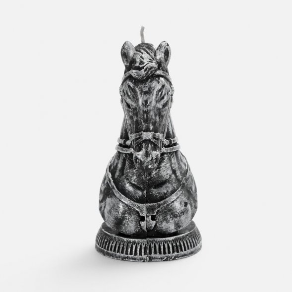 Свеча фигурная «Бюст лошади», серебристая 