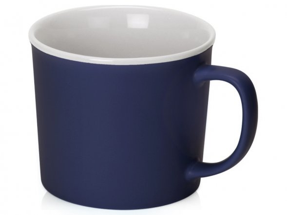 Матовая кружка Nancy 360 мл цветная снаружи, белая внутри, темно-синий 
