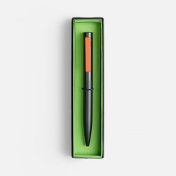 Ручка шариковая Inkolor в футляре, черная с оранжевым
