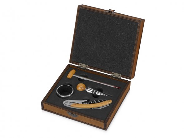 Набор аксессуаров для вина Бомонт, коричневый замочек 