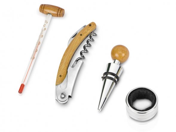 Набор аксессуаров для вина Бомонт, коричневый замочек 