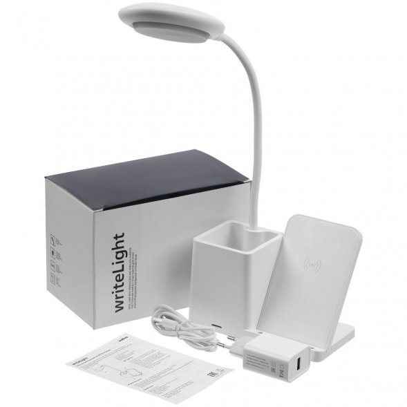 Лампа с органайзером и беспроводной зарядкой writeLight, ver. 2, белая 