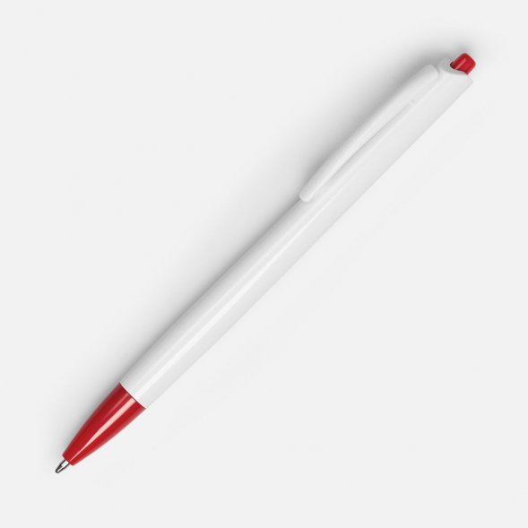 Ручка шариковая Tick, белая с красным 