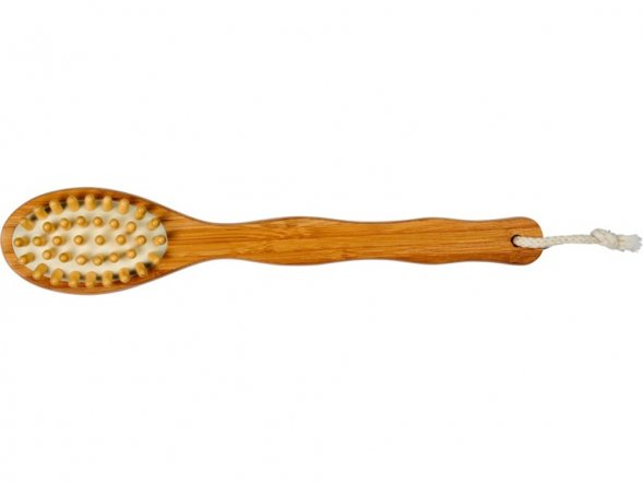 2-сторонняя щетка Orion из бамбуковой древесины для душа и массажа, натуральный 
