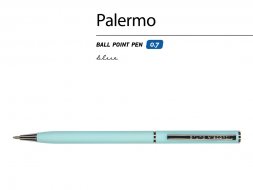 Ручка Palermo шариковая  автоматическая, нежно- голубой металлический корпус, 0,7 мм, синяя