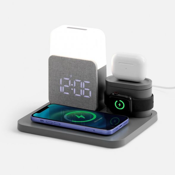 Зарядная станция с часами и подсветкой Large Charge ver.2, серая 