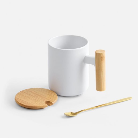 Кружка с ложкой Eco Fusion, белая 