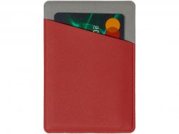Картхолдер на 3 карты типа бейджа Favor, красный/серый