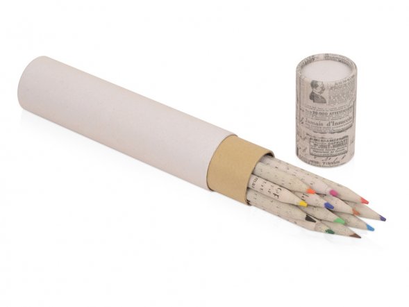 Набор цветных карандашей из газетной бумаги в тубе News, 12шт. 