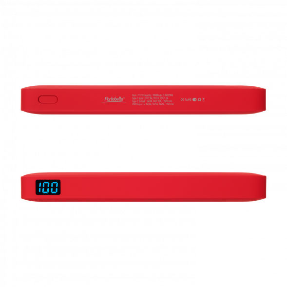 Внешний аккумулятор с подсветкой Ancor PD Plus 10000 mAh, красный 