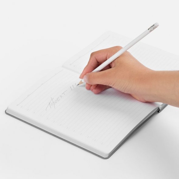 Карандаш простой Hand Friend с ластиком, белый 