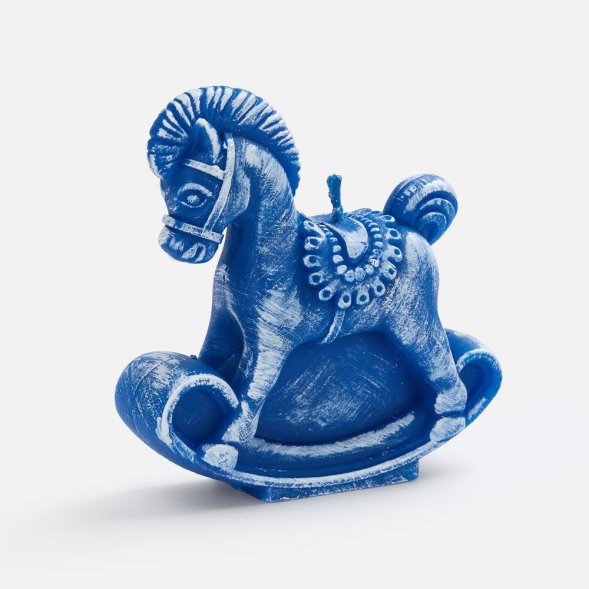 Свеча фигурная «Лошадка-качалка», синяя 