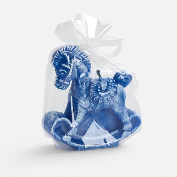 Свеча фигурная «Лошадка-качалка», синяя 