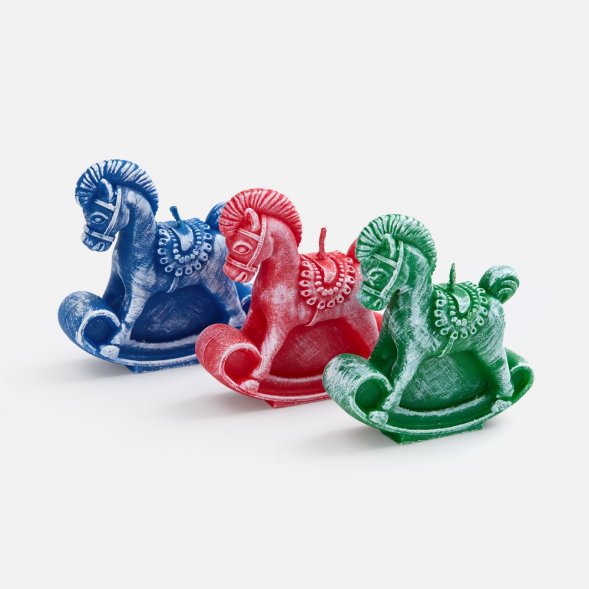 Свеча фигурная «Лошадка-качалка», синяя 