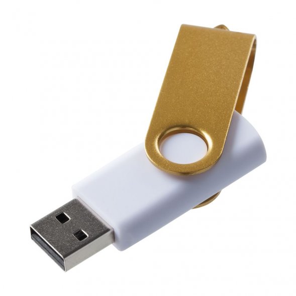Флешка Twist Color, белая с желтым, 16 Гб 