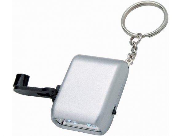 Брелок-фонарик Carina с механической подзарядкой, серебристый 