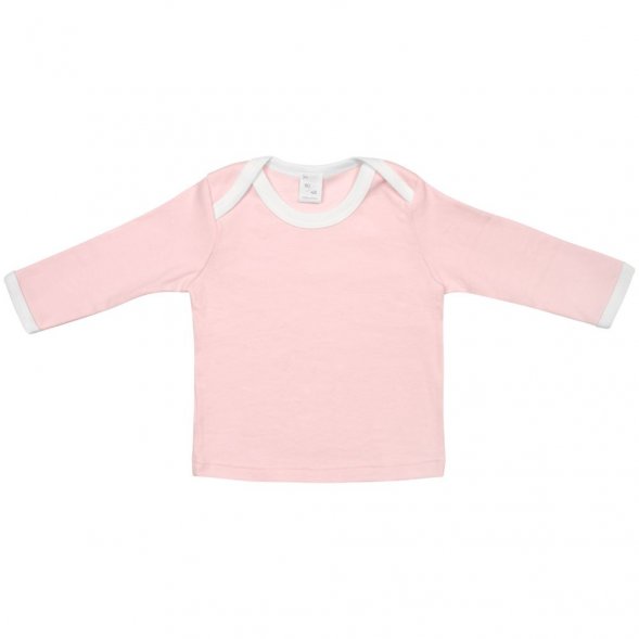 Футболка детская с длинным рукавом Baby Prime, розовая с молочно-белым 