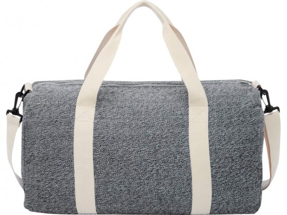 Спортивная сумка из переработанного хлопка и полиэстера плотностью 210 г/м2 Pheebs, черный/натуральный 