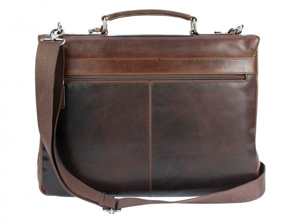 Портфель BUGATTI Romano 15&amp;#039;&amp;#039;, коричневый, натуральная воловья кожа, 40х12х30 см 