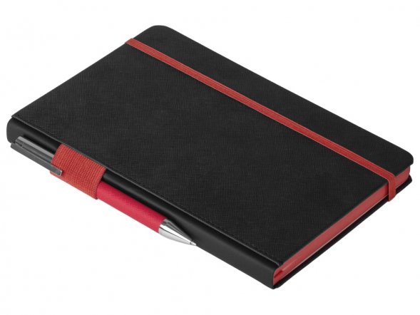 Бизнес блокнот Bossy с ручкой, черный и красный 