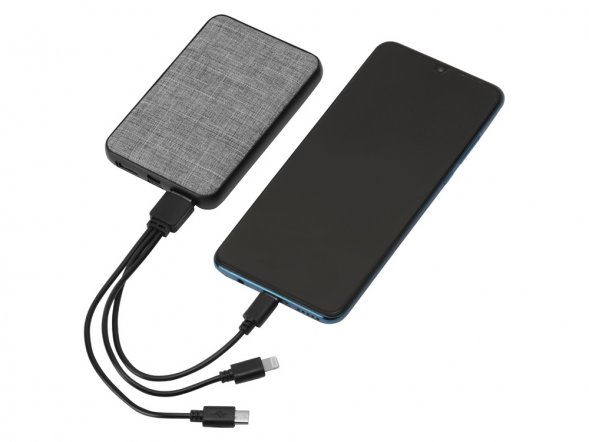 Портативное зарядное устройство из rPET Reborn, 5000 mAh, серый 