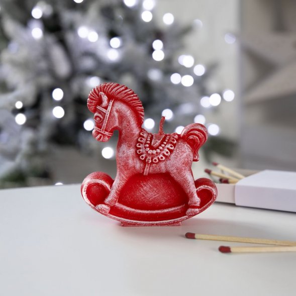 Свеча фигурная «Лошадка-качалка», красная 