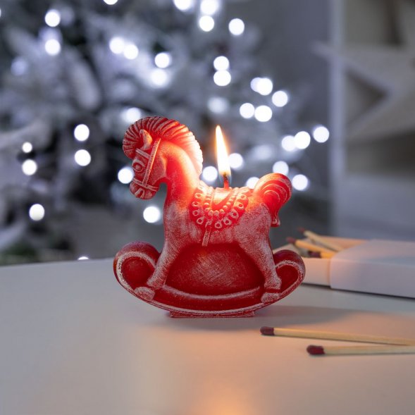 Свеча фигурная «Лошадка-качалка», красная 