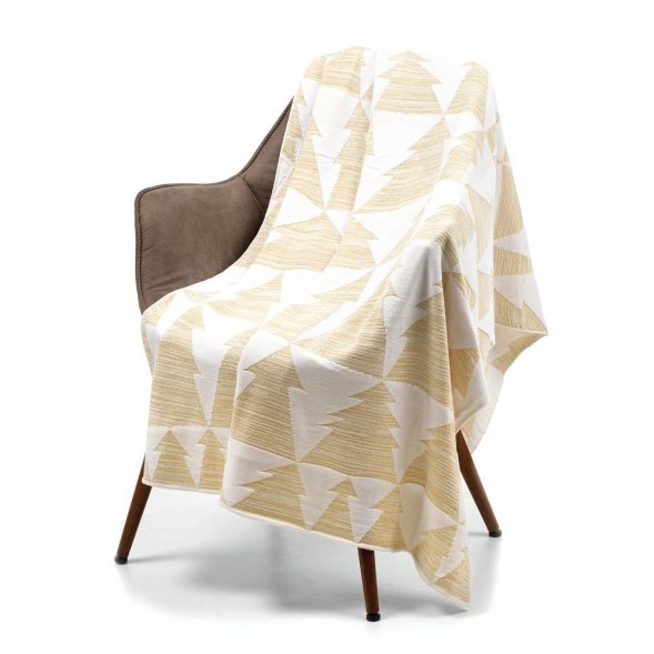 Плед «Танцующий лес», белый с золотистым 