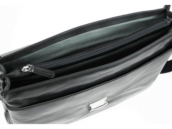 Портфель BUGATTI Romano 15&amp;#039;&amp;#039;, чёрный, натуральная воловья кожа, 40х12х30 см 