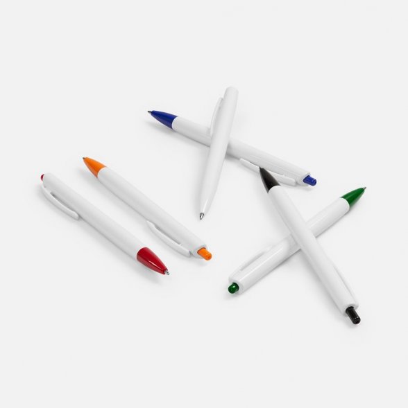 Ручка шариковая Tick, белая с зеленым 