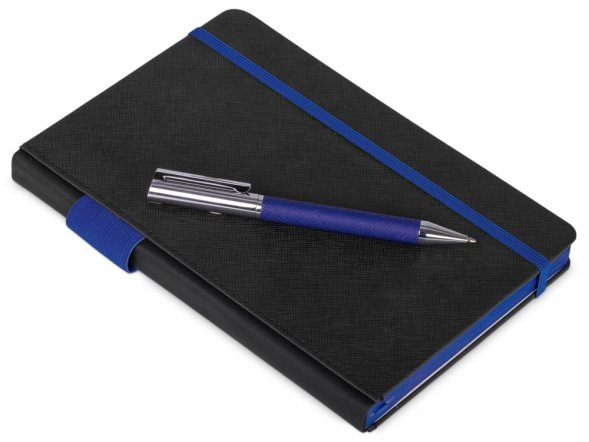 Бизнес блокнот Bossy с ручкой, черный и синий 