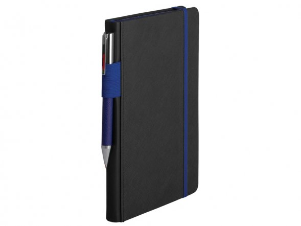Бизнес блокнот Bossy с ручкой, черный и синий 
