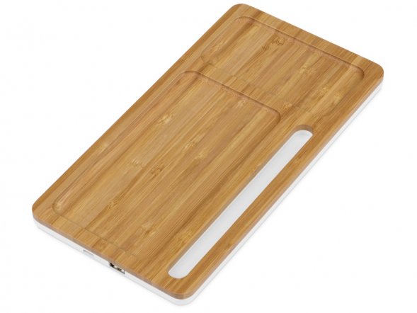 Беспроводное зарядное устройство-органайзер из бамбука Timber, темно-натуральный/белый 