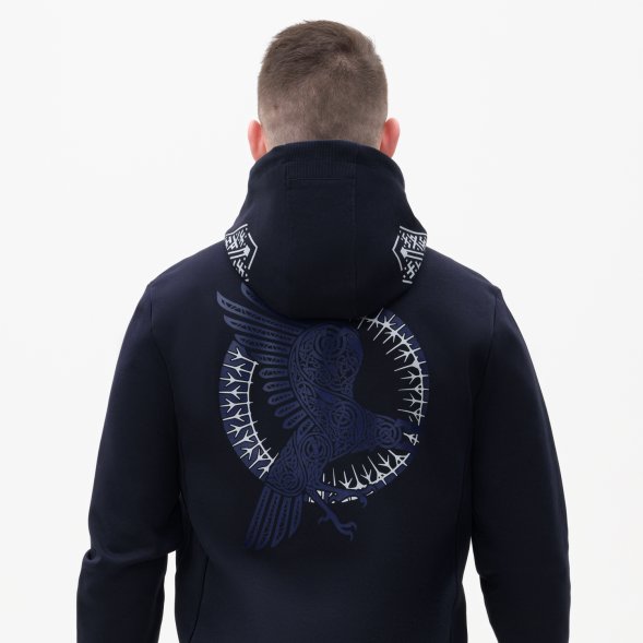 Толстовка на молнии с капюшоном MATEO темно-синяя, размер M 