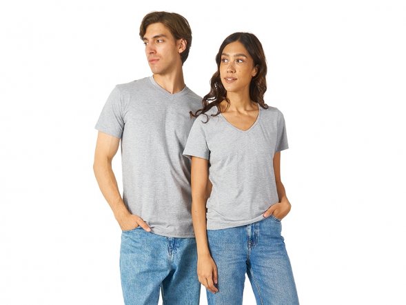 Футболка Heavy Super Club мужская с V-образным вырезом, серый меланж 